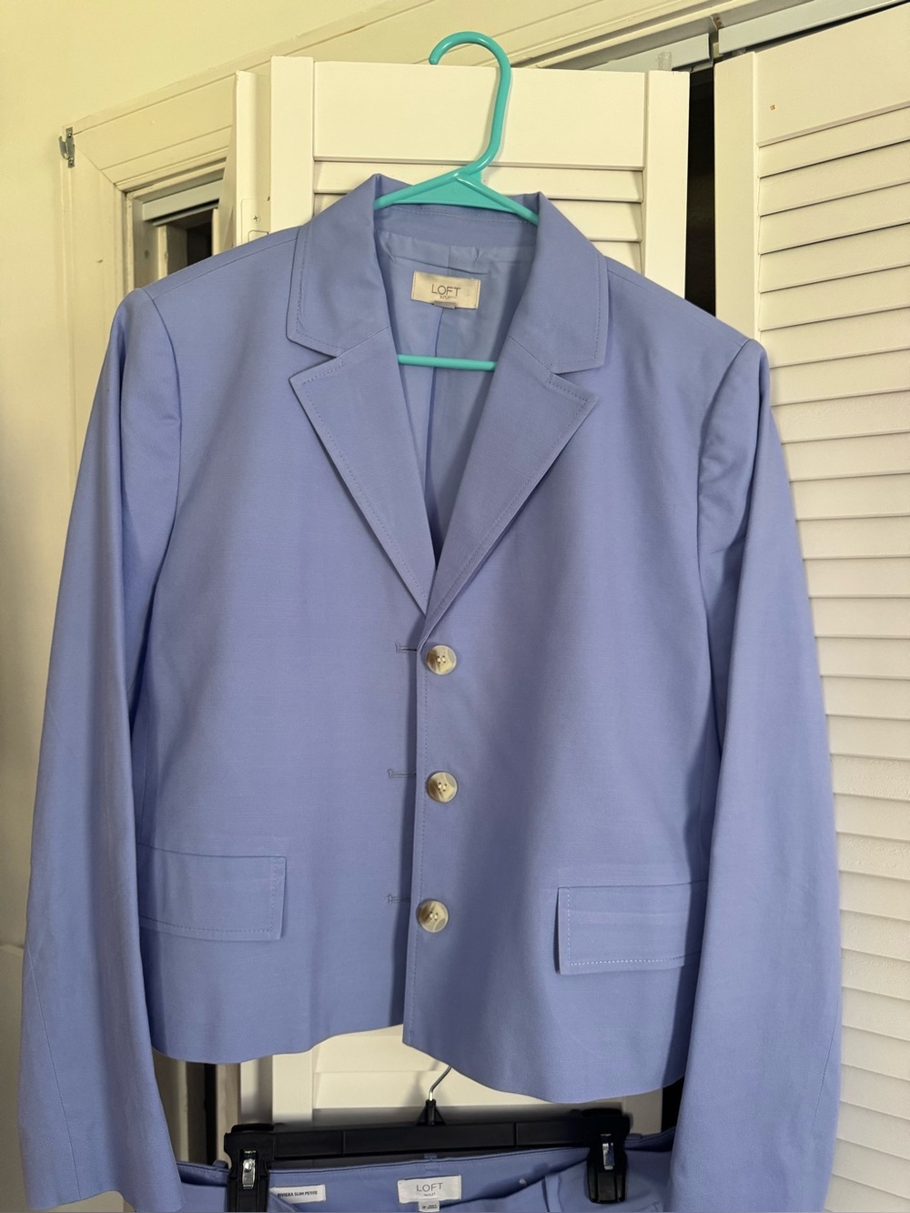 LOFT Lavender Periwinkle Blue Tailored Single-Breasted Blazer and matching pants
